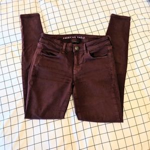 American Eagle Maroon Next level stretch jeggings